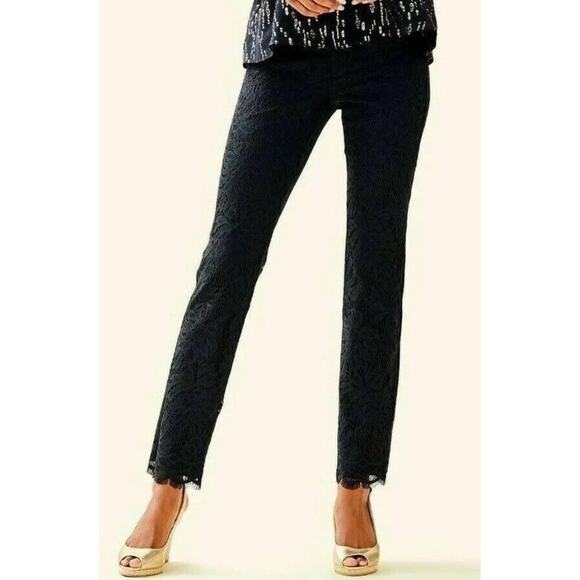 Lilly Pulitzer Pants - New Navy Blue Lilly Pulitzer Kelly Lace Skinny Ankle Pants